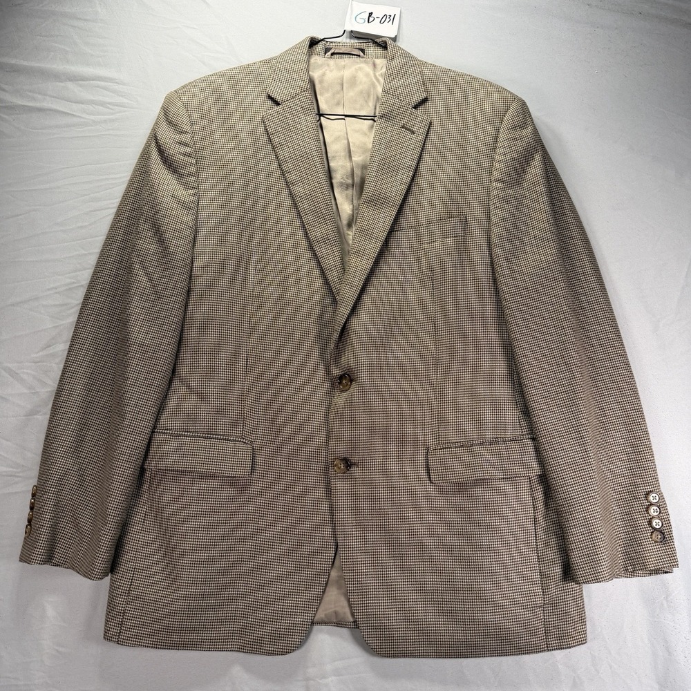 Lauren Ralph Lauren Blazer Mens 42R Two Button Houndstooth Wool Academia Gray